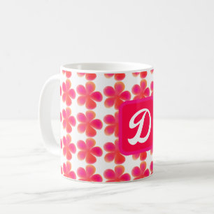 Caneca De Café padrão floral botânico monograma elegante mínimo