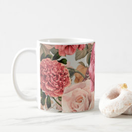 Caneca De Café Padrão floral botânico vintage romântico