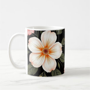 Caneca De Café Padrão floral brilhante a preto