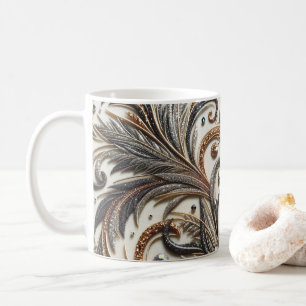 Caneca De Café Padrão floral brilhante com gemstone