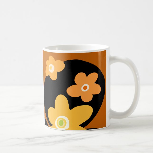 Caneca De Café Padrão floral castanho (Direita)