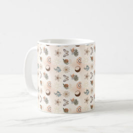 Caneca De Café Padrão Floral Celestial Boho