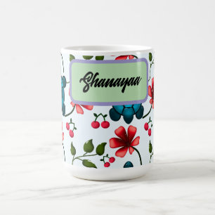 Caneca De Café Padrão Floral Cereja Tropical de Tartaruga Persona