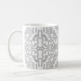 Caneca De Café Padrão Floral Cinza Minimalista