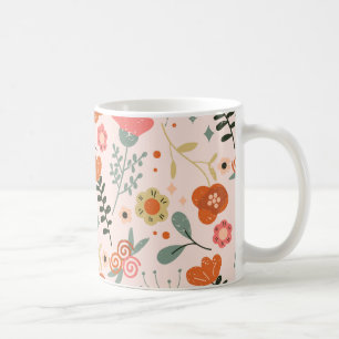 Caneca De Café Padrão Floral Colorido