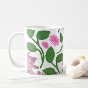 Caneca De Café Padrão floral colorido e bonito
