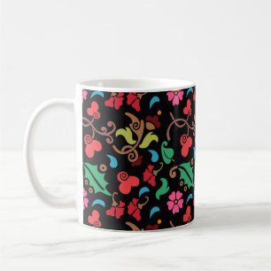 Caneca De Café Padrão Floral Com Fundo De Cor Suave - 45673