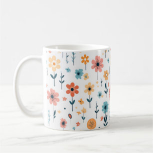 Caneca De Café Padrão Floral das Flores Cutas