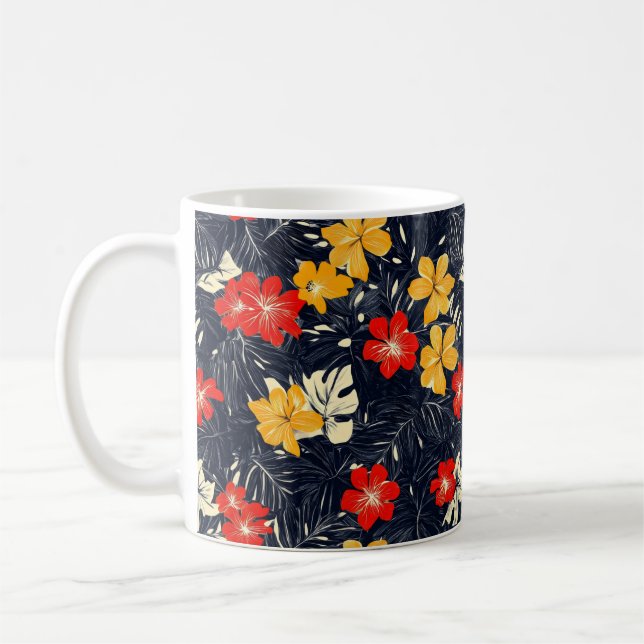 Caneca De Café Padrão Floral das Flores Exóticas (Esquerda)