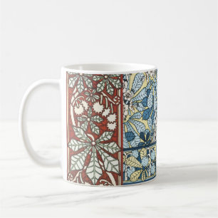 Caneca De Café Padrão Floral de Castanheira Art Nouveau Antigo