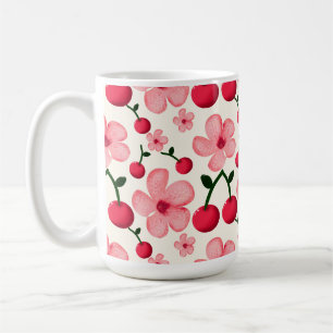 Caneca De Café Padrão Floral de Cerejeira, Flores Rosas