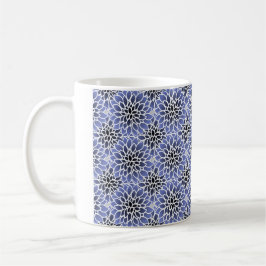 Caneca De Café Padrão Floral de Dahlia Azul