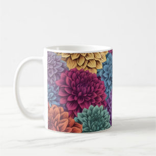 Caneca De Café Padrão floral de dahlia colorida