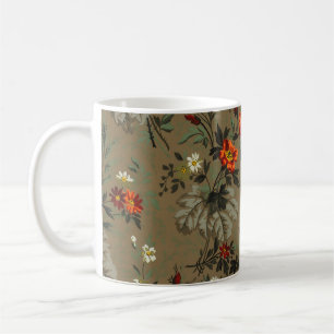 Caneca De Café Padrão floral de flores de rosas vermelhas vintage