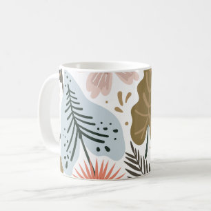 Caneca De Café Padrão Floral de Folhagem Bonito Moderna