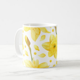 Caneca De Café Padrão Floral de Jardim de Narciso Amarelo da Prim