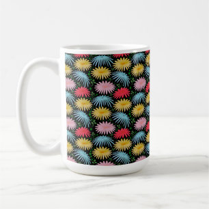 Caneca De Café Padrão Floral de Margarida Retro Colorido Capricho