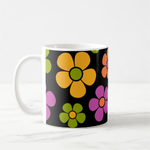 Caneca De Café Padrão Floral de Médio do estilo Reto 1960s