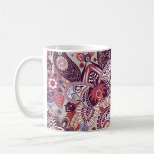 Caneca De Café Padrão Floral de Paisley Multicolorido Bonito