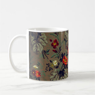 Caneca De Café Padrão floral de rosas vermelhas vintage
