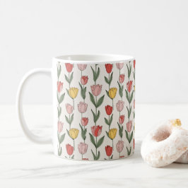 Caneca De Café Padrão Floral de Tulipa Moderna Botânica Suave Pri