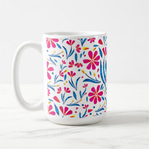 Caneca De Café Padrão Floral de Uplifting por Aquarela