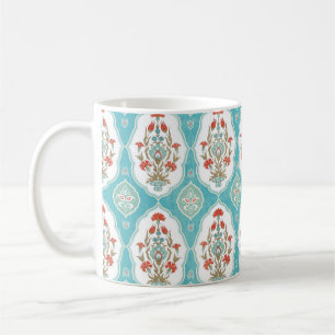 Caneca De Café Padrão floral de vindima sem costura no estilo or
