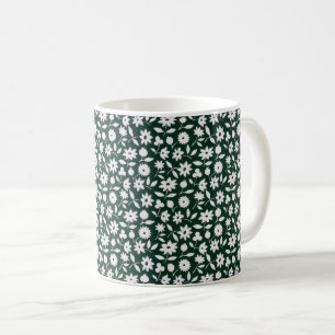 Caneca De Café Padrão Floral Denso Decorativo Vintage