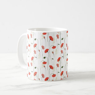 Caneca De Café Padrão Floral do bonito Girly Poppies