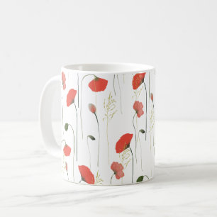 Caneca De Café Padrão Floral do bonito Girly Poppies