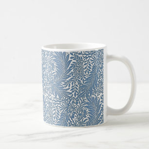 Caneca De Café Padrão Floral do século 19 Azul no Backgrou Branco