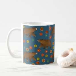 Caneca De Café Padrão Floral do Urso