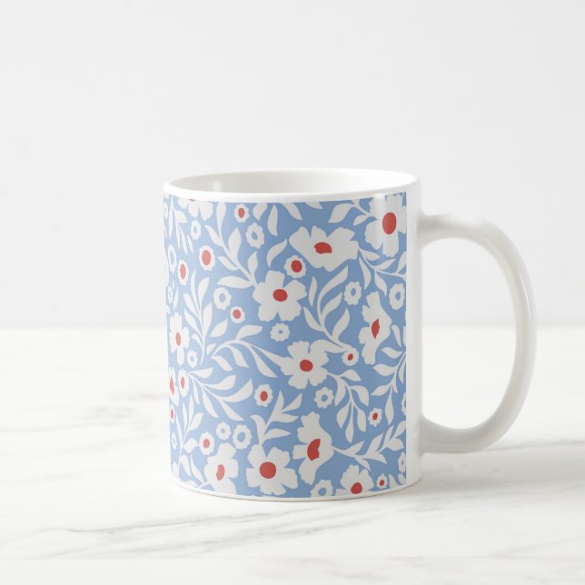 Caneca De Café Padrão Floral do Woodblock (Direita)