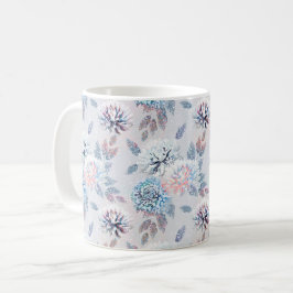 Caneca De Café Padrão floral elegante.