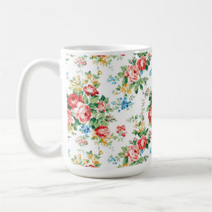 Caneca De Café Padrão Floral Elegante com Elemento Rosa Design
