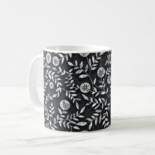 Caneca De Café Padrão Floral Elegante de Lousa