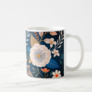 Caneca De Café Padrão Floral Elegante | Des de Arte Botânica Vibr