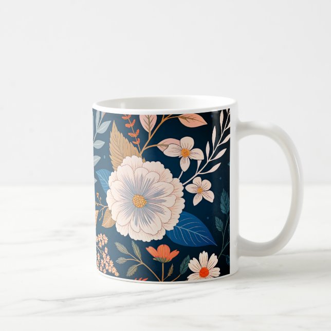 Caneca De Café Padrão Floral Elegante | Des de Arte Botânica Vibr (Direita)