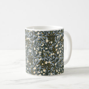 Caneca De Café Padrão floral em fundo azul-cinza empoeirado