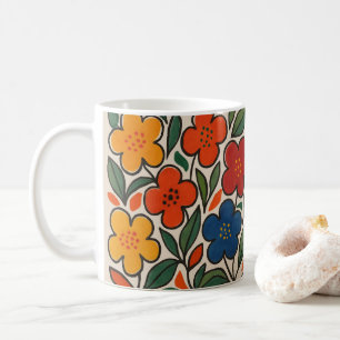 Caneca De Café Padrão Floral Estilo Retro Anos 60