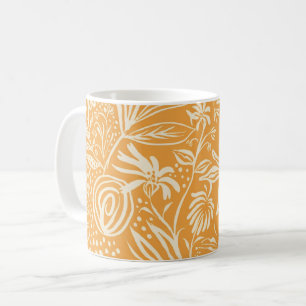 Caneca De Café Padrão Floral Favorito em Amarelo Ouro,