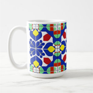 Caneca De Café Padrão Floral Geométrico Colorido Inspirado