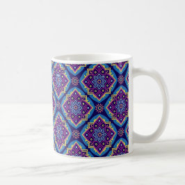 Caneca De Café Padrão Floral Geométrico de Boho Vibrante
