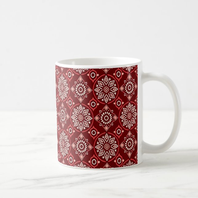 Caneca De Café Padrão Floral Geométrico Elegante Boho (Direita)