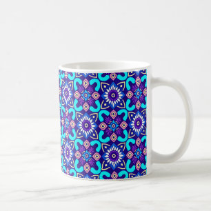 Caneca De Café Padrão Floral Geométrico Retrogeométrico Vibrante