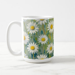 Caneca De Café Padrão Floral Impressionista Prado de Margaridas