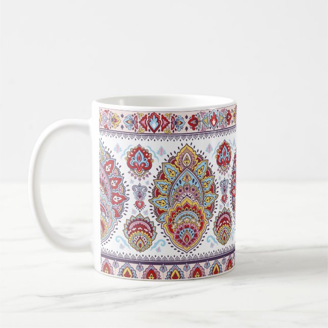 Caneca De Café Padrão floral índio de medalhão. Mães étnicas (Esquerda)