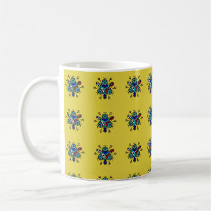 Caneca De Café Padrão Floral Mandala Sem Costura