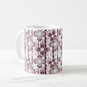 Caneca De Café padrão floral marrom e branco