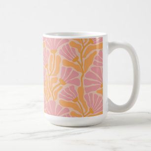 Caneca De Café Padrão Floral Moderno do meio século